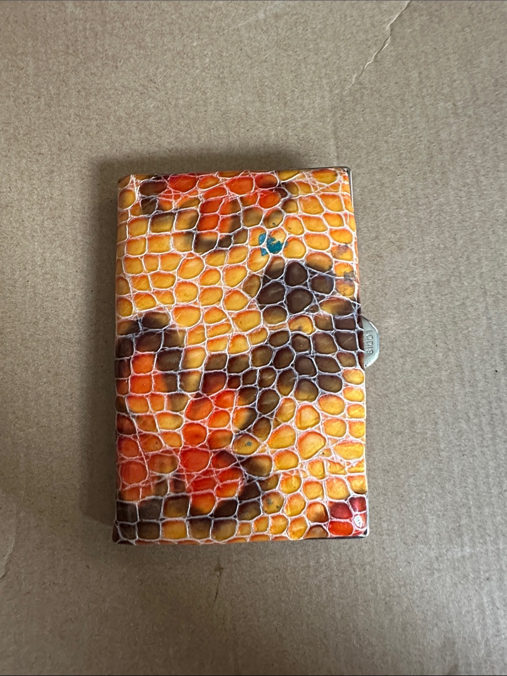 Colorful Lodis Orange snakeskin print card walllet
